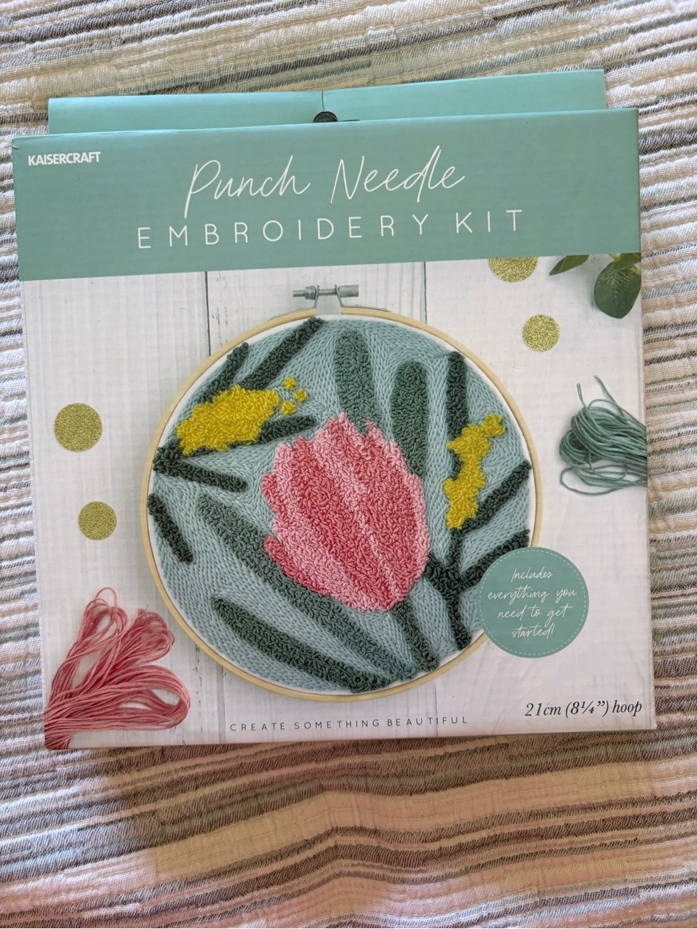 Kaisercraft Punch Needle Embroidery Kit - Green & Pink Floral
